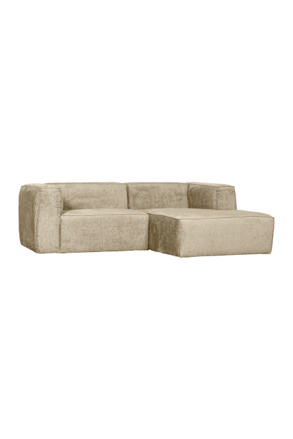 377433 BM 01 VS ES Bean chaise longue bank rechts structure velvet buttermilk F1