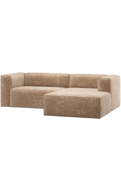 377433 VP 01 VS ES Bean chaise longue bank rechts chenille velvet perzikroze F1