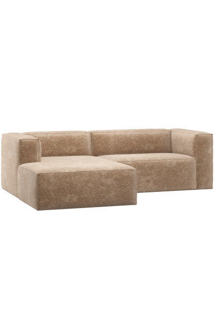 377432 VP 01 VS ES Bean chaise longue bank links chenille velvet perzikroze F1