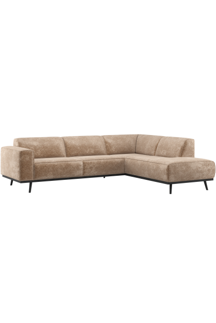 378655 VT 01 VS Statement hoekbank rechts chenille velvet taupe F1
