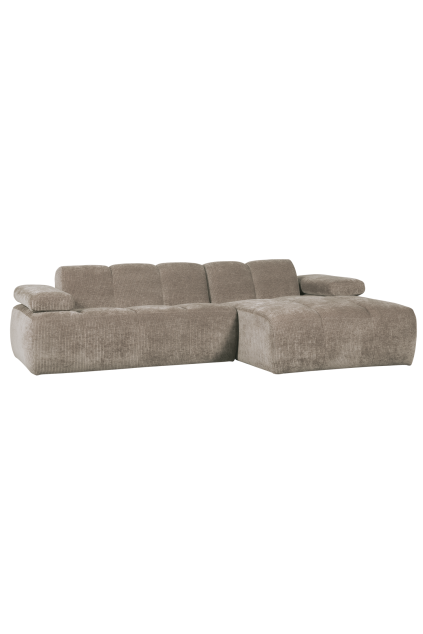 377465 D 02 VS WE Mojo chaise longue rechts geweven ribstof donkerzand FA PS