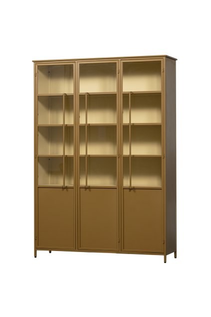 375042 H 02 VS WE Exhibit xl 3 deurs vitrinekast metaal honing geel SA