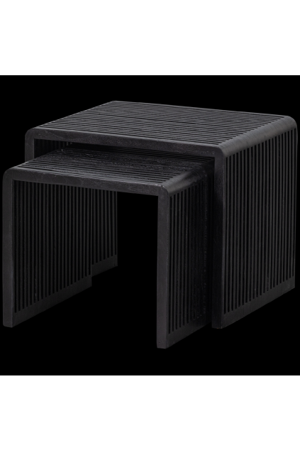 374017 Z 01 VS WE Set van 2 Willa bijzettafels recycled teak zwart SA