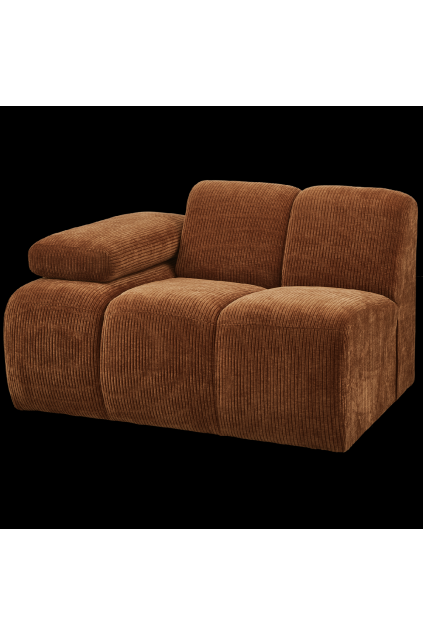 377452 R 02 VS WE Mojo 1 zits met arm links geweven ribstof roest bruin SA