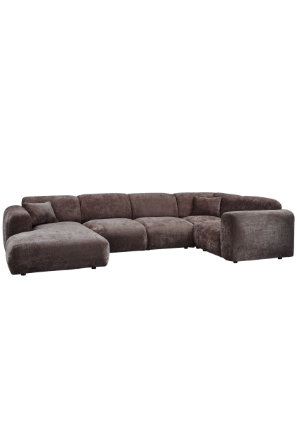 375075 W 02 VS WE Cloud hoekbank rechts geweven chenille warm bruin SA