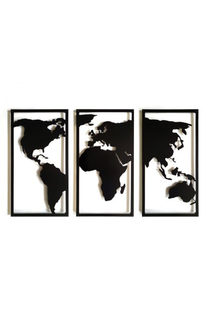 world map triptych 3d dekoracia