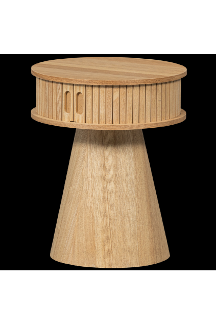 375058 N 02 VS FA Karri nachtkastje rond hout naturel SA