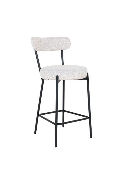 Badalona Counter Chair - Stolička za pultom, bouclé, biela, čierne nohy HN1270