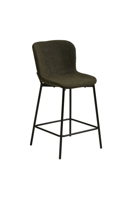 Maceda Counter Chair - stolička za pultom, bouclé, zelená, čierne nohy HN1241