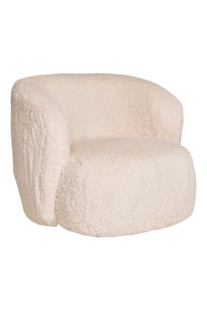 Kreslo Setubal Lounge Chair - kreslo do obývačky, umelá kožušina, sivobiela HN1093