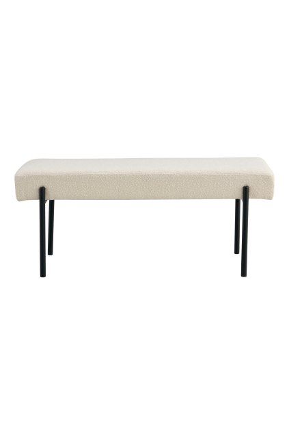 Lavica Swindon - Lavica, buklé, biela, čierne nohy 100x36x42,5 cm, HN1232