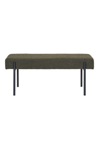 Lavica Swindon - Lavica, buklé, tmavozelená, čierne nohy 100x36x42,5 cm, HN1241