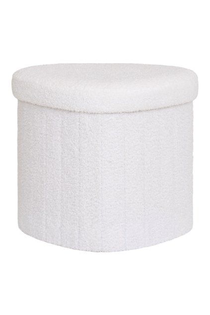 Medford Pouf - Puf, plyšový, biely 42,5x36,5 cm, HN1310