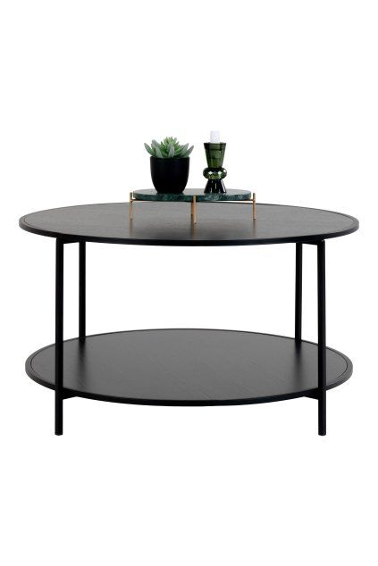 Vita Konferenčný stolík - Konferenčný stolík, čierny, čierny rám ø80x45 cm