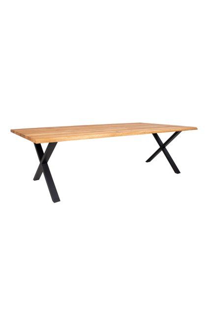 Jedálenský stôl Toulon - Jedálenský stôl s vlnitým okrajom, dub, prírodný, pripravený na rozkladanie dosiek 100x300x75 cm
