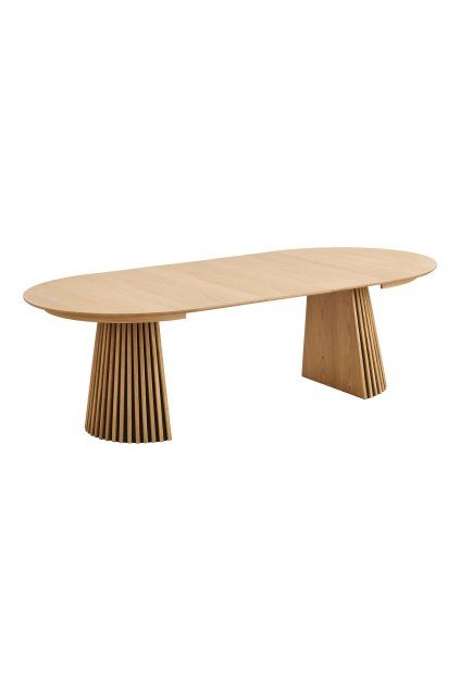Jedálenský stôl Osaka - jedálenský stôl, dubová dyha, prírodný, vrátane troch rozširujúcich dosiek ø120x120-160-200-240x75 cm