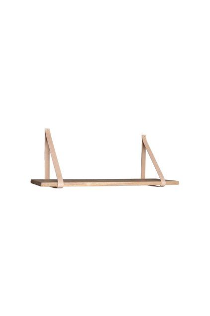 Forno Shelf - Polička, prírodná, hnedé kožené popruhy 80x20 cm