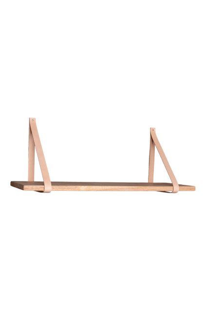 Forno Shelf - Polička, prírodná, hnedé kožené popruhy 120x20 cm
