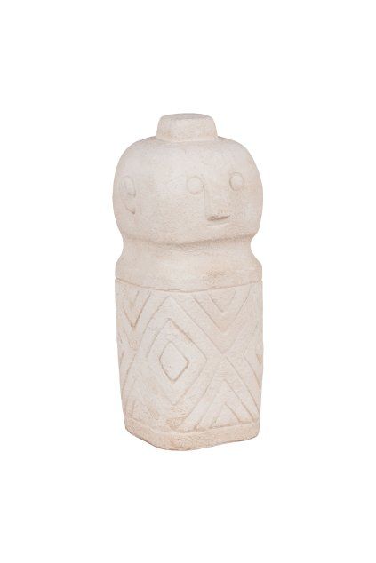 Dekorácie -Dekorácia, cement, béžová 6,5x6,5x15 cm