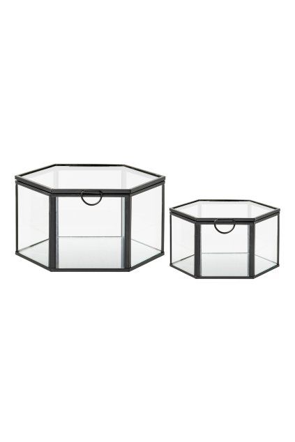 Torpédomat - Box, sklo/kov, priehľadný/čierny, sada 2 ks