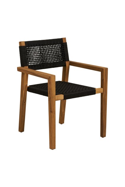 Jedálenská stolička Anzio - jedálenská stolička, akácia/polyester, čierna/prírodná