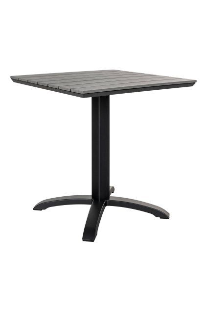 Bistro stôl Chicago - Bistro stôl, stolová doska zo sivého nedreveného dreva, čierne nohy 70x70x72 cm