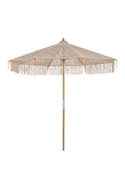 Martos Pletený slnečník - slnečník, bavlna, drevená tyč, béžová ø250 cm