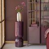 377817 A 377479 N 01 SF Toval plantenstandaard pot hoog metaal hoogglans donkerpaars Selena vaas Exhibit vierkant