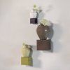377965 B 377966 G 377967 P 01 SF ES Numo wanddeco set vaas kubus bruin groen paars vierkant