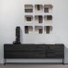 373651 BN 377941 Z 377945 N 01 SF Silas tv meubel 180 cm essen blacknight Isan sculptuur ornament hout zwart Nami wanddeco set metaal nikkel vierkant