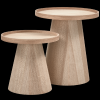 374058 N 374059 N 01 VS FA Maud bijzettafel conisch hout naturel 38xO39cm 50xO45cm
