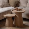 374058 N 374059 N 01 SF FA Maud bijzettafel conisch hout naturel 38xO39cm 50xO45cm VIERKANT