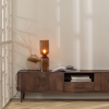 377569 B 02 SF ES Liya tv meubel 200cm mango hout donkerbruin vierkant