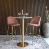 Lausanne Bar Chair - barová stolička, zamat, ruža, mosadzný vzhľad nôh HN1214