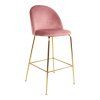Lausanne Bar Chair - barová stolička, zamat, ruža, mosadzný vzhľad nôh HN1214
