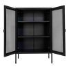 Melbourne Cabinet - Skriňa, 2 sieťované dvere, oceľ, čierna 80x40x120 cm
