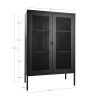 Melbourne Cabinet - Skriňa, 2 sieťované dvere, oceľ, čierna 80x40x120 cm