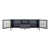 Dalby TV lavica - TV lavica, 2 sklenené dvierka, 1 zásuvka, oceľ, čierna 150x35x60 cm