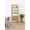Kyoto Book Shelf - Regál na knihy, 2 dvierka, 4 police, dubová dyha, prírodná farba, čierne kovové nohy 80x30x200 cm